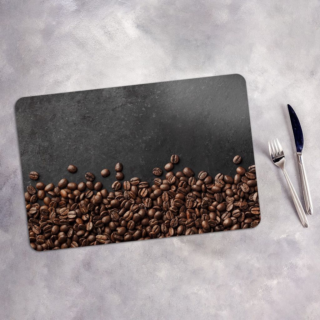 Tischset 6x45x30 cm + 6x10fi cm Platzset Tischmatte Platzmatte Untersetzer - Kaffee Coffee Bohnen