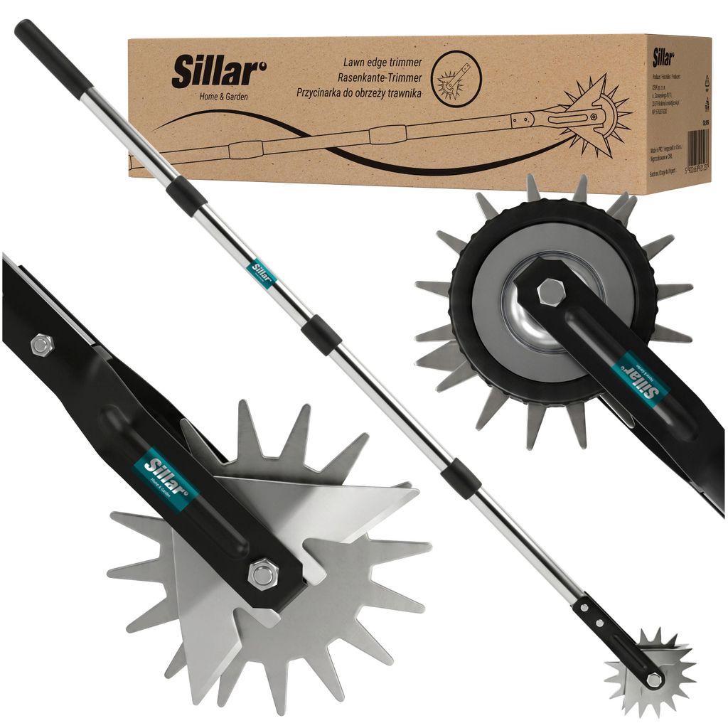 Sillar Rasenkantenstecher – mit Rollenführung Edelstahl Rasenkantenschneider verstellbar 100–170 cm