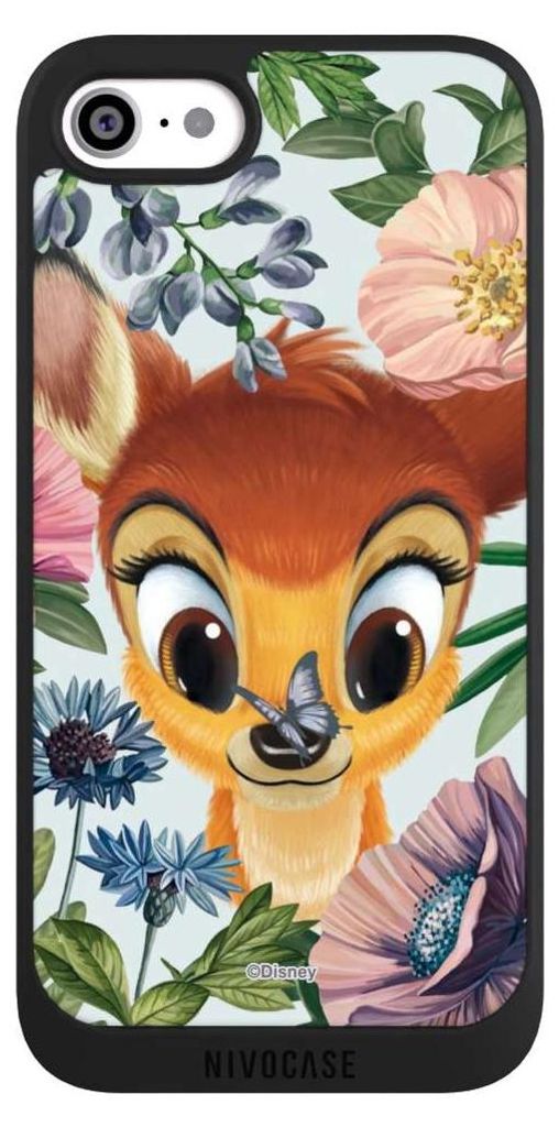 NIVOCASE Handyhülle für Apple iPhone SE (2022) Hülle NIVOpure Case Schwarz Bambi Blumen Disney