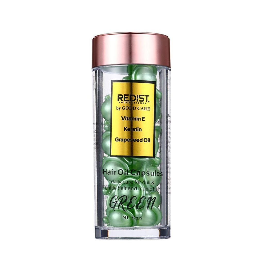 Redist Green Haarpflege-Kapseln mit Vitamin E, Keratin & Traubenkernöl – 30 Stück