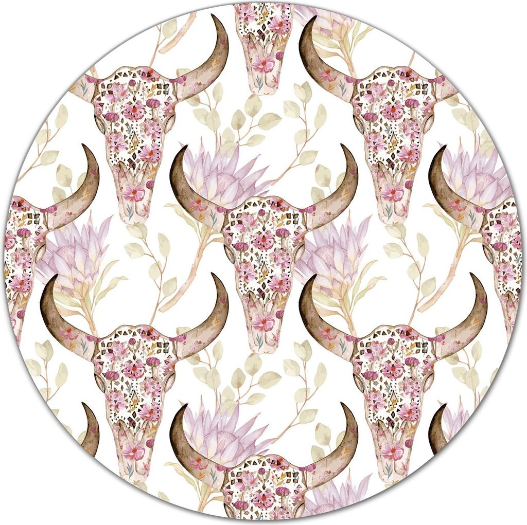 Glas-Herdabdeckplatte Glaskeramikkochfeld-Abdeckung Schneideplatten - 40 cm - Bullenschädel Blumen