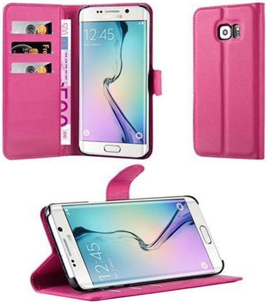 Cadorabo Hülle für Samsung Galaxy S6 EDGE Schutz Hülle in Pink Handyhülle Etui Case Cover Magnetverschluss