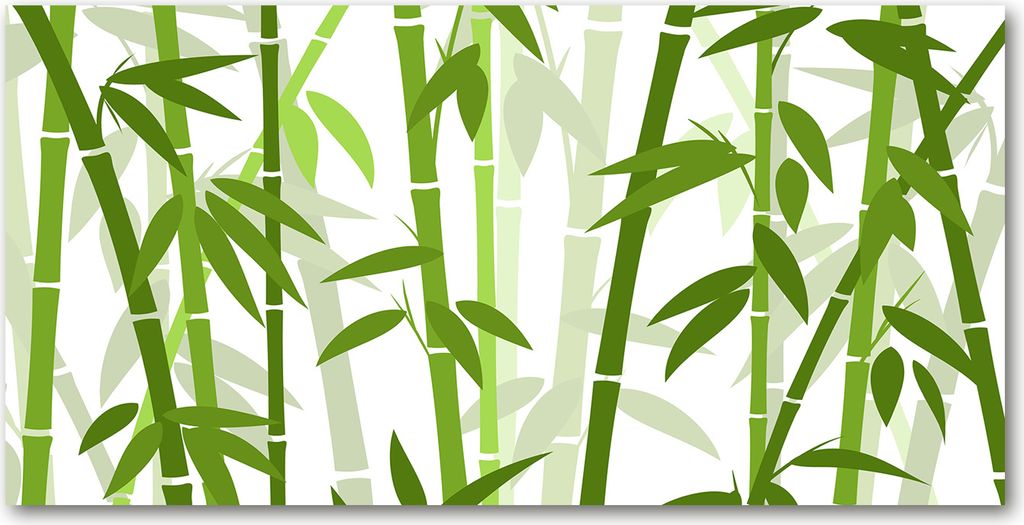 Tulup Glas-Bild - 100x50 -Wandkunst - Wandbild hinter gehärtetem Sicherheitsglas - Blumen & Pflanzen - Bambus - Grün