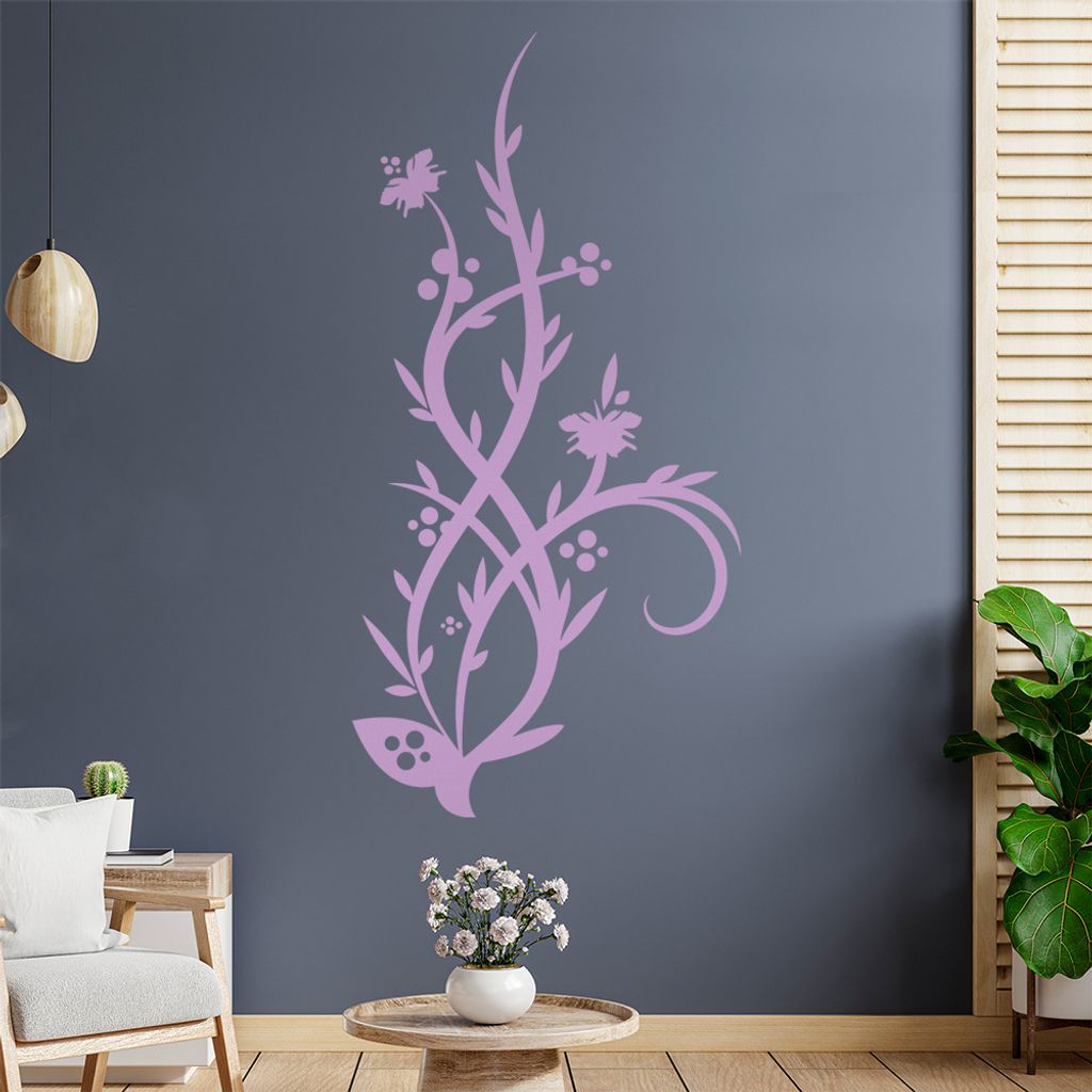 Falter Schmetterling Blüte Wandtattoo in 6 Größen - Wandaufkleber Wall Sticker - Dekoration, Küche, Wohnzimmer, Schlafzimmer, Badezimmer