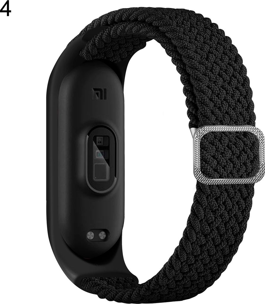 Verstellbarer Uhrengurt mit Schnalle Flexible Ersatzwebel elastischer Band Uhrengürtel für Xiaomi Mi Band 5/6/7-Schwarz