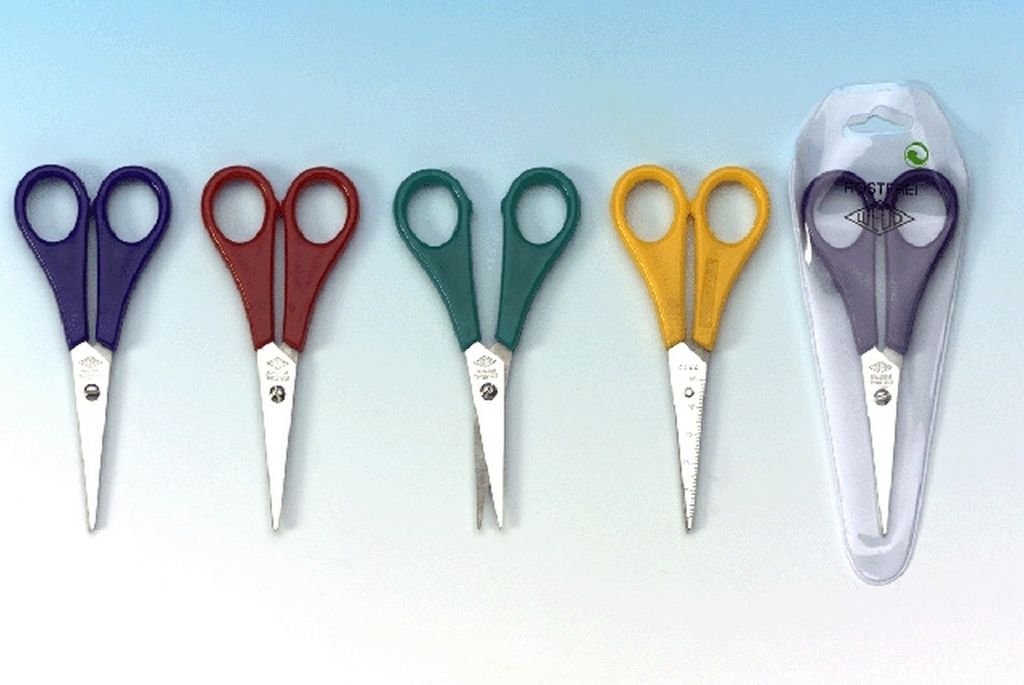Bastelschere spitz 13cm farbig sortiert Packung mit 12 Stück