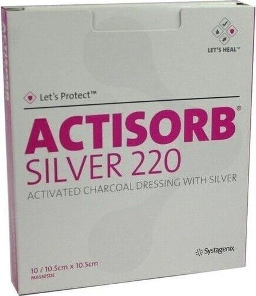 ACTISORB 220 Silver 10,5x10,5 cm steril Kompressen Produktbild 