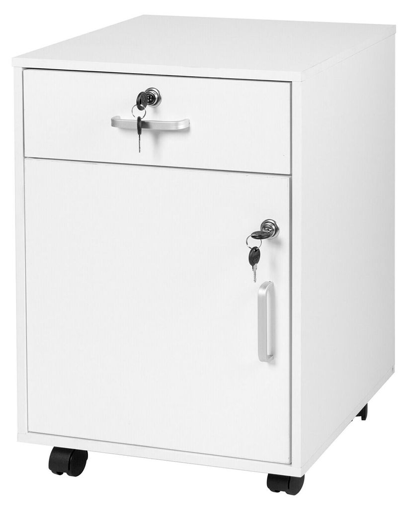 Relaxdays Rollcontainer, met lade en deurtje, afmetingen Productafbeelding 