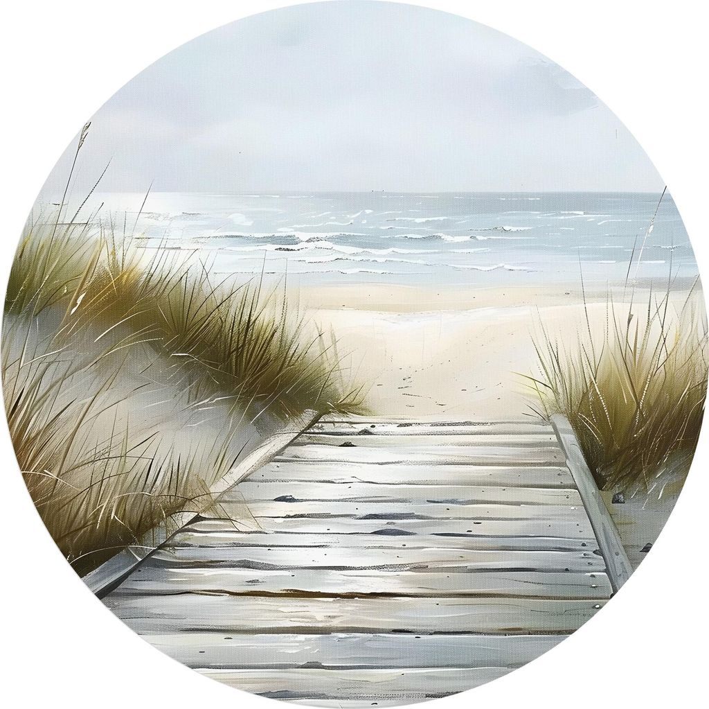 DEQORI Fototapete rund Ø 120 cm 'Sehnsucht in Sand' Wand Tapete Leinwand Sticker