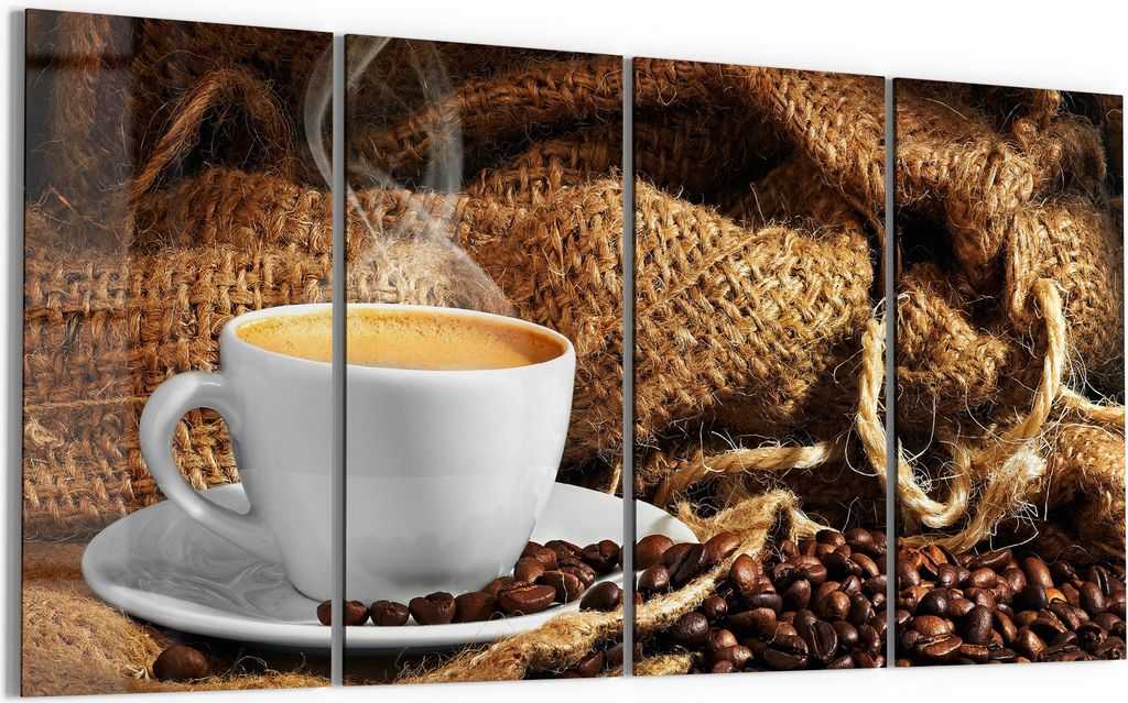DEQORI Glasbild Echtglas 4x30x60 cm 'Espresso Eleganz' Wandbilder XXL groß