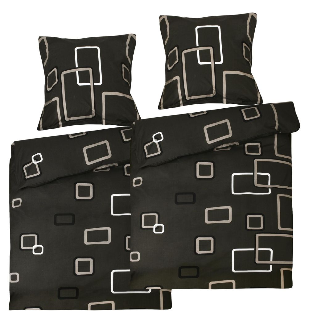 Beautissu 4tlg. Bettwäsche Set Noa 2xBezug 155x220cm & 2xKissenbezug 80x80 cm