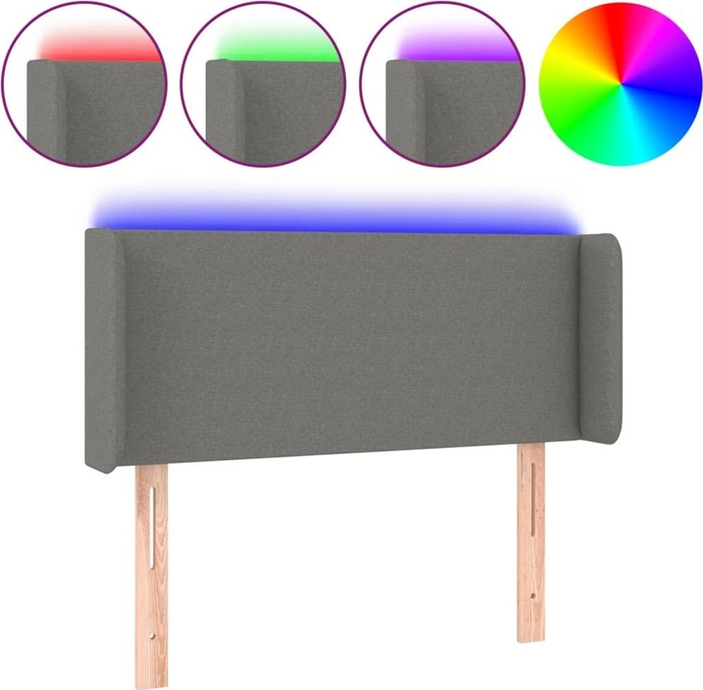 LED Kopfteil Dunkelgrau 83x16x78/88 cm Stoff