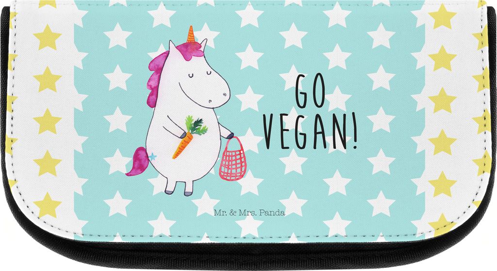 Mr. & Mrs. Panda Kulturbeutel Einhorn Vegan - Weiß - Geschenk, Rohkost, Gesund Leben, Unicorn, Veganismus, Make-up Täschchen, Veganer, Schminktas...