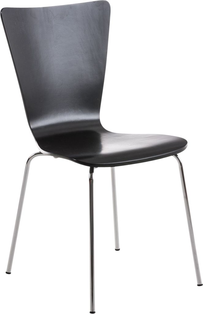CLP Besucherstuhl Aaron mit ergonomisch geformten Holzsitz und Metallgestell Farbe schwarz