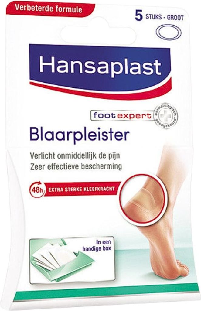 Hansaplast - Blasenpflaster - Fußpflege - Anti Blasen - Wasserfest - Großes Pflaster - Inselpflaster - Groß L - 5 Pflaster - 1 Stück