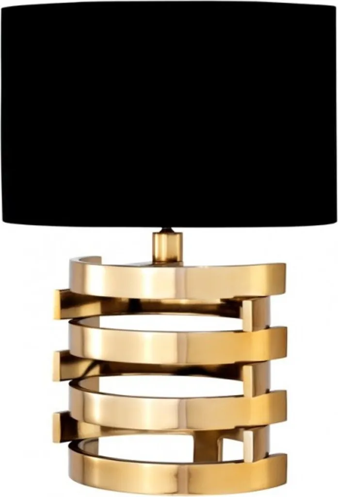 Lampe à poser dorée 50x35cm avec abat-jour noir - Finition luxe artisanale