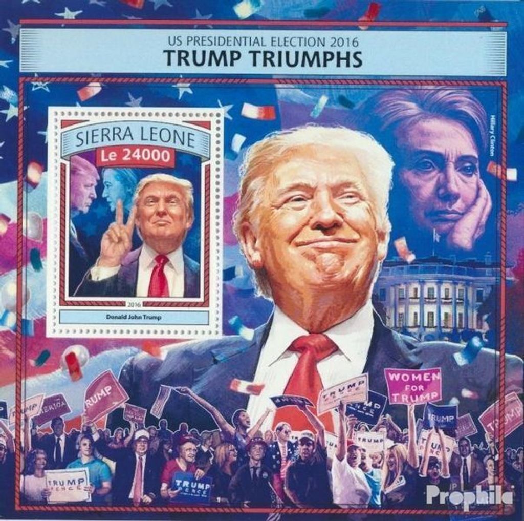 Briefmarken Sierra Leone 2016 Mi Block 1114 (kompl. Ausg.) postfrisch Trump triumphiert