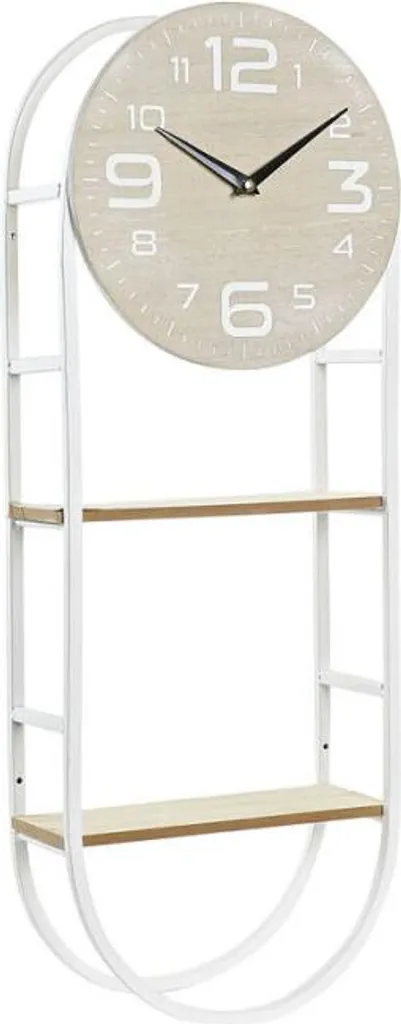Horloge Murale Géante en Métal Blanc et MDF Naturel Style Contemporain
