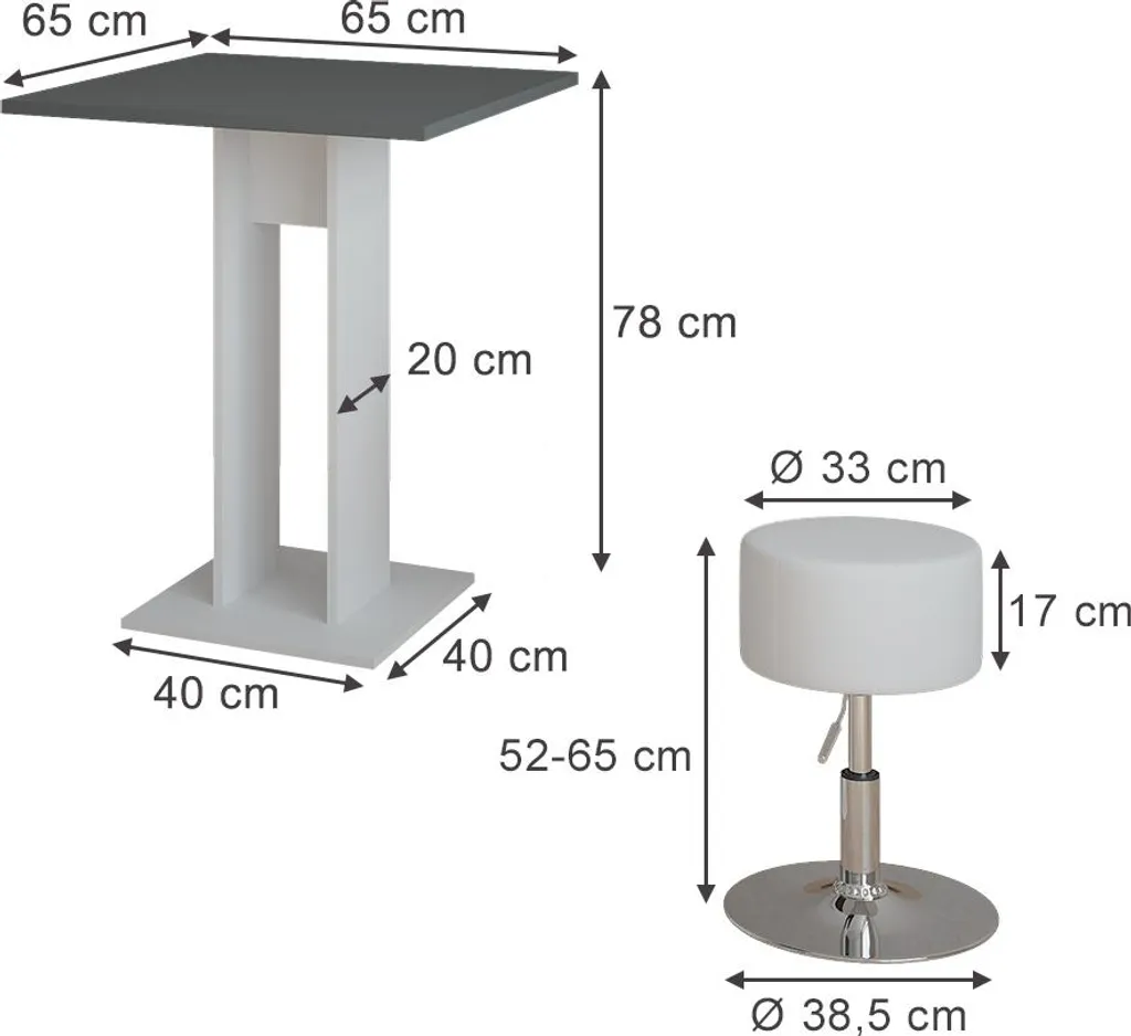 Set de table repas pour petit espace Vicco Repose 65 cm avec tabourets - 3