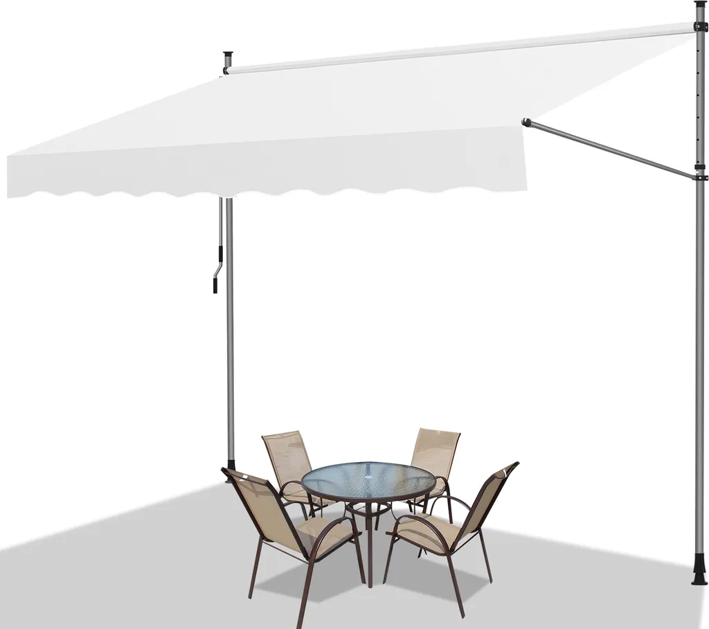 Jiubiaz tenda da sole a morsetto tenda da sole per balcone tenda da sole per giardino tenda da sole a braccio pieghevole resistente ai raggi UV tenda da sole crema 2,5M