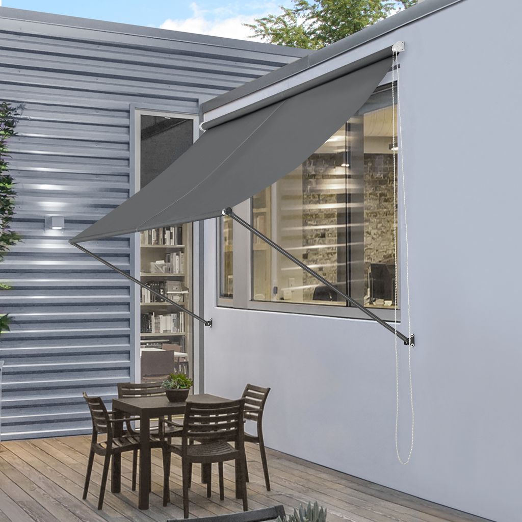 Markise 200x120cm grau Sonnenschutz Beschattung Terrasse Garten [pro.tec]