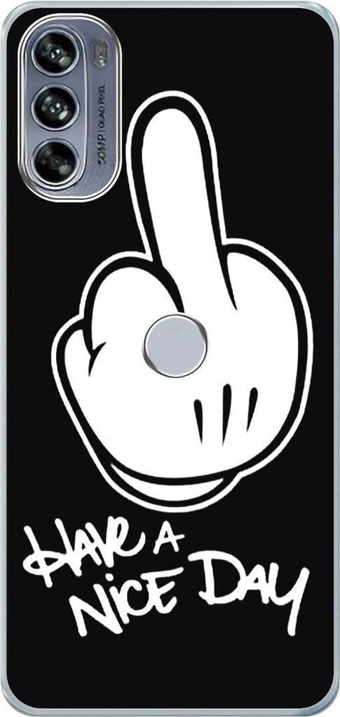 König Design Hülle kompatibel mit Motorola Moto Edge 30 Pro Kunststoff Soft Handyhülle - Handy Case Have a nice Day