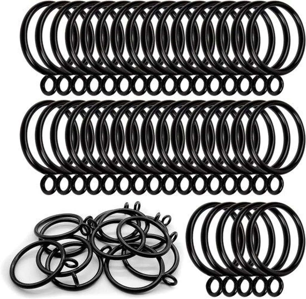 Anneaux de suspension noirs 38 mm pour rideaux et DIY - Lot de 50 pcs