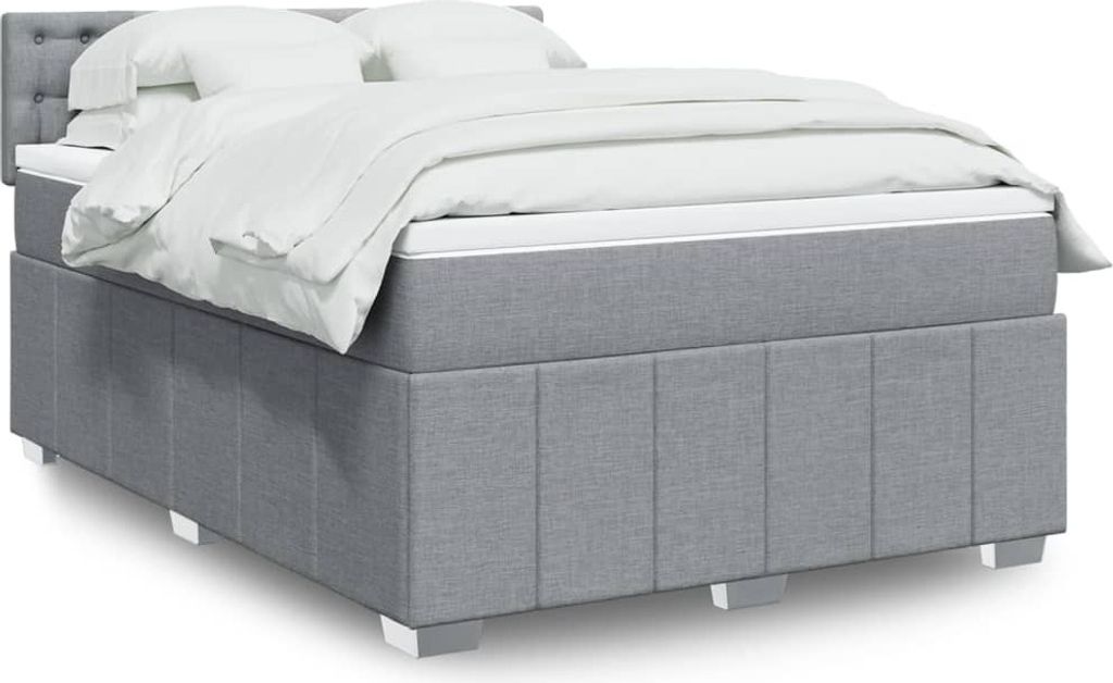 (NEU 2026) Boxspringbett mit Matratze, Doppelbett moderne, Hellgrau 140x200 cm - Stoff - Klassische Betten - 87.97 kg
