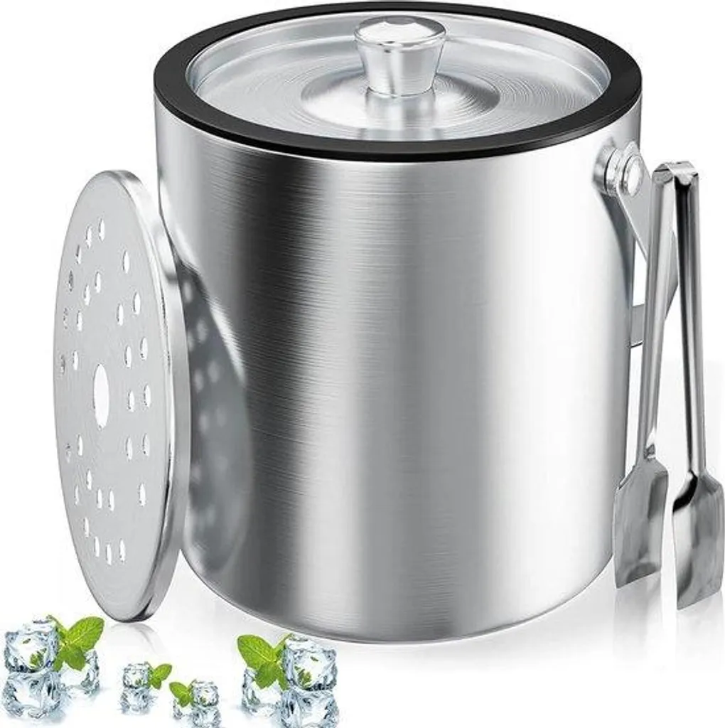 Refroidisseur de glaçons inox de 2L avec tamis de drainage et pince