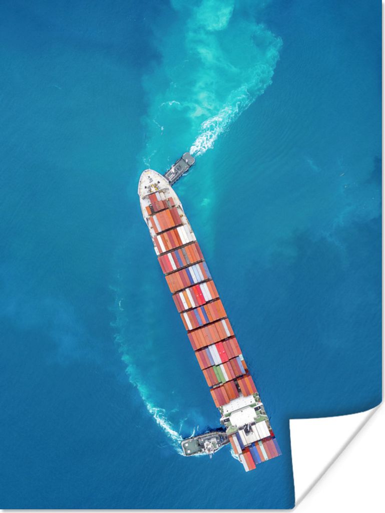 MuchoWow Poster Schiff - Container - Wasser - Meer 30x40 cm - Wandplakat - Poster Kinderzimmer