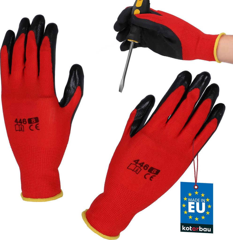 KOTARBAU Handschuhe Arbeitshandschuhe Anti-Rutsch Latex beschichtete Arbeitshandschuhe Größe 8 Red Herren Werkstatt Zubehör Winter Gartenhands...