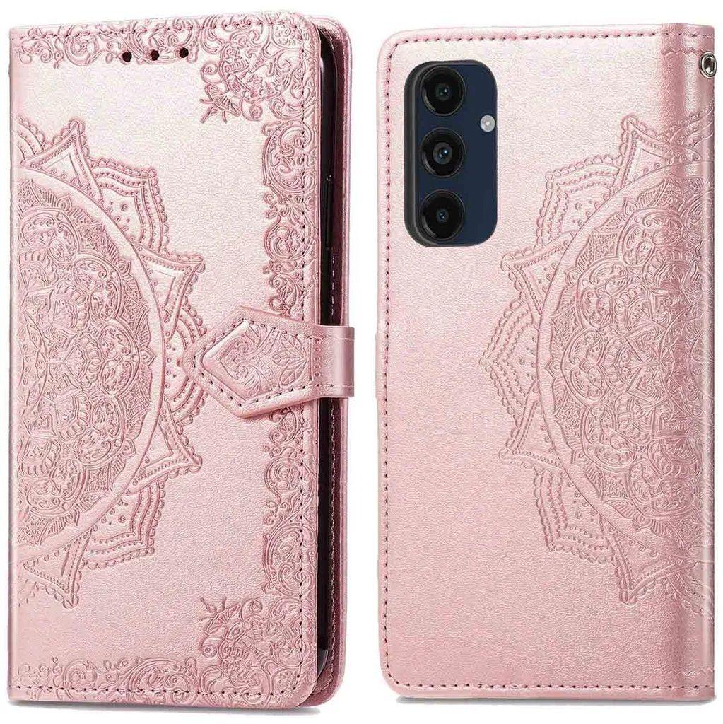 Cover Portafoglio Samsung S24 FE Mandala Oro Rosa | Ideale per Mamme
