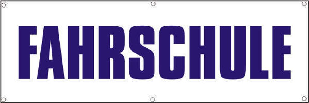 Werbeplane / Gerüstplane - p043 - Fahrschule - NEU - 150x50 cm - für Baustelle, Garten, Zaun oder Veranstaltung