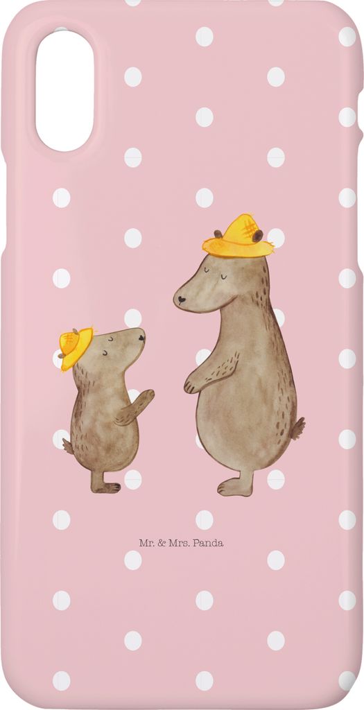 Mr. & Mrs. Panda Iphone 10 Handyhülle Bären mit Hut - Rot Pastell - Geschenk, Muttertag, Familie, Hülle, Vatertag, Cover, Family, Handy, X