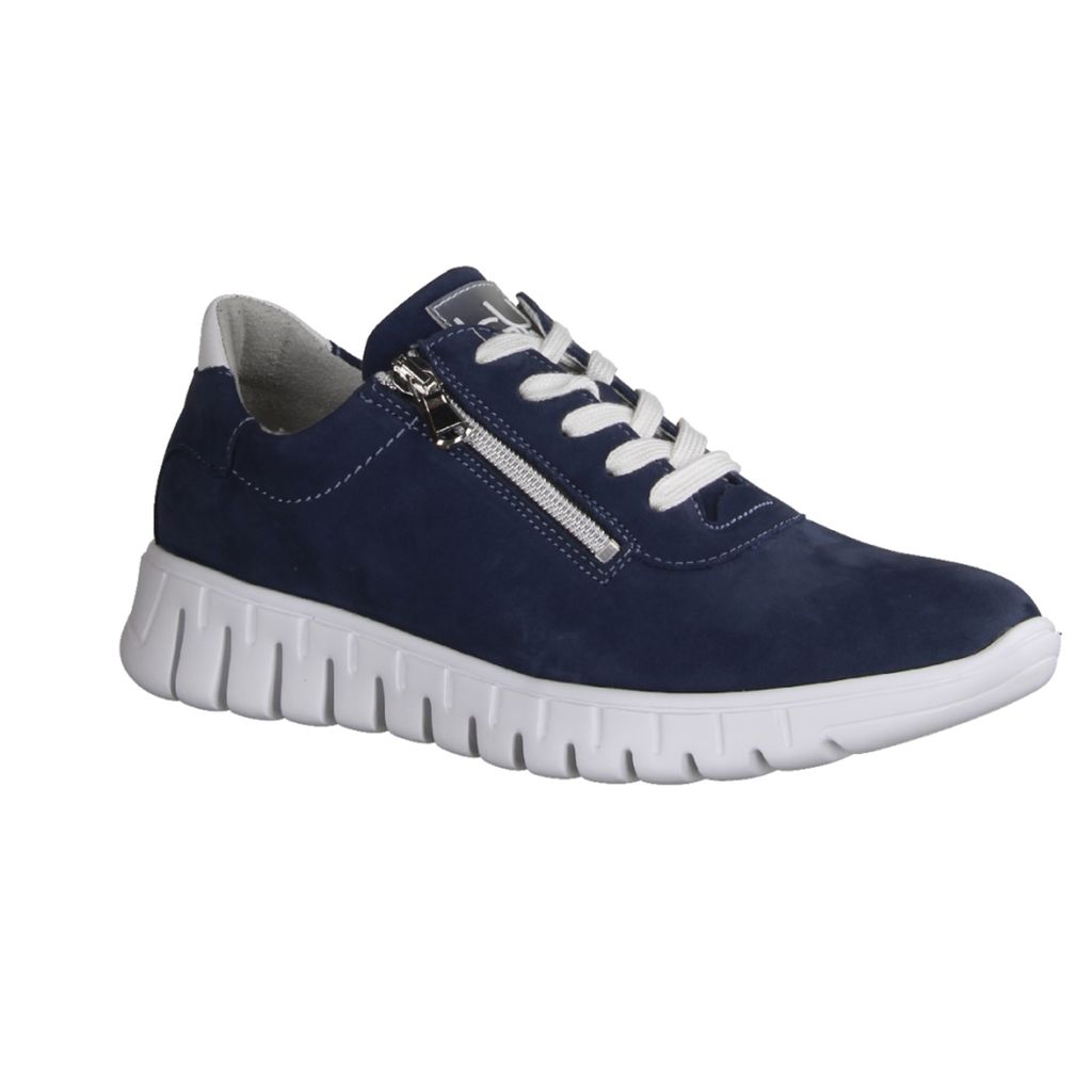 Waldläufer H-Birdy 916001-206 Damen Schnürer, bequem, Leder, Blau/Weiss - Damenschuhe Bequeme Schnürschuhe, Blau, leder (denver vega)