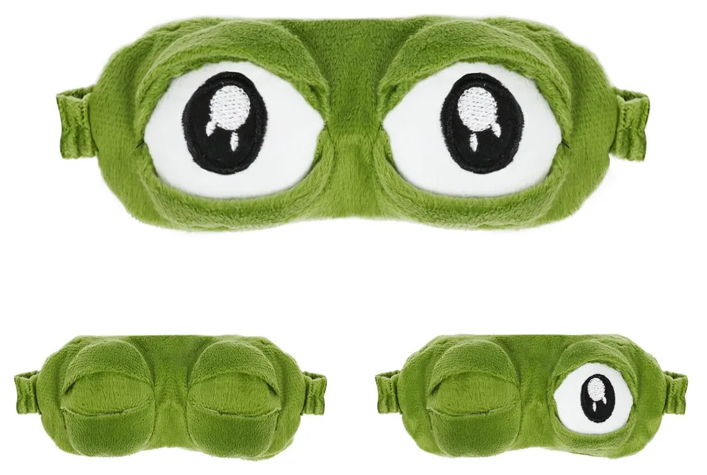 Masque de sommeil 3D grenouille verte en peluche douce pour enfant