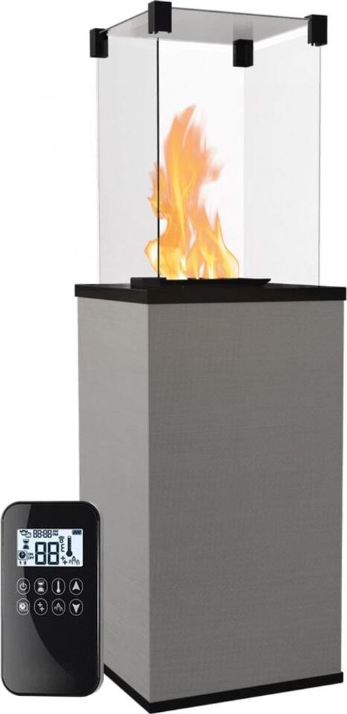 KRATKI Gaskamin PATIO Mini Quarzstein Filo Argento Gasheizgerät 4-8,2 kW