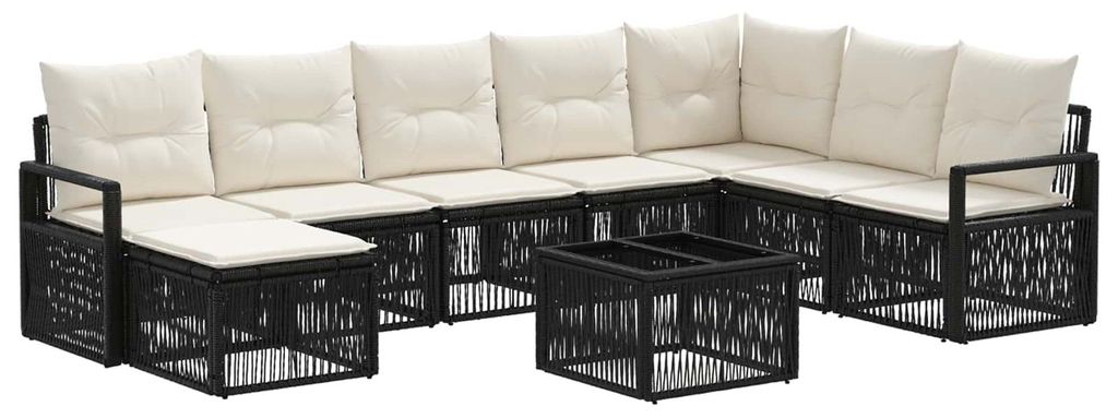 Gartensofa-set 9 pcs Schwarz Poly-Rattan