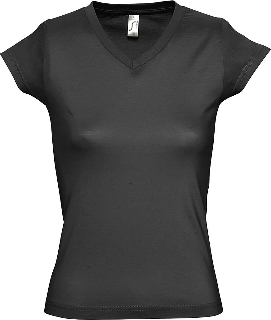 SOLS Moon Damen T-Shirt, Kurzarm, V-Ausschnitt PC294 (3XL) (Dunkelgrau)