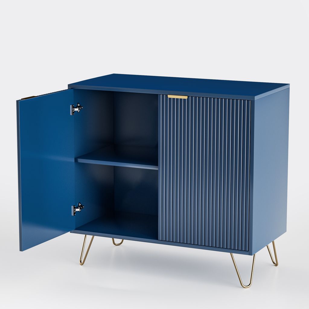 CDGlobal Sideboard mit Metallbeine und großen Stauraum, Kommode mit Weinablagen, Anrichte Lowboard Wohnzimmerschränke 80x40x78cm