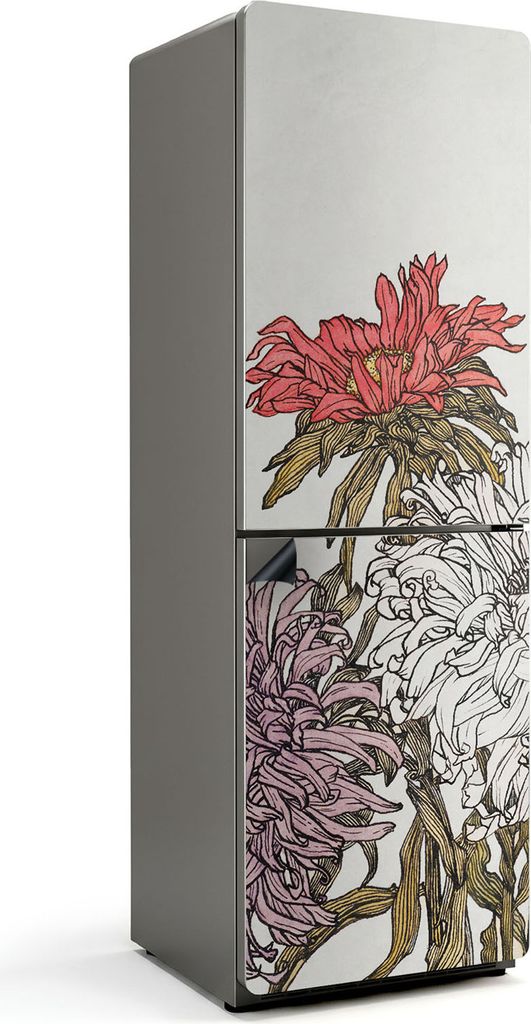 Blumenmuster mit Details – Magnetische Kühlschrank Abdeckung – Dekorfolie magnetisch Küche – Kühlschrank Magnet Deko – selbstklebende Ma...