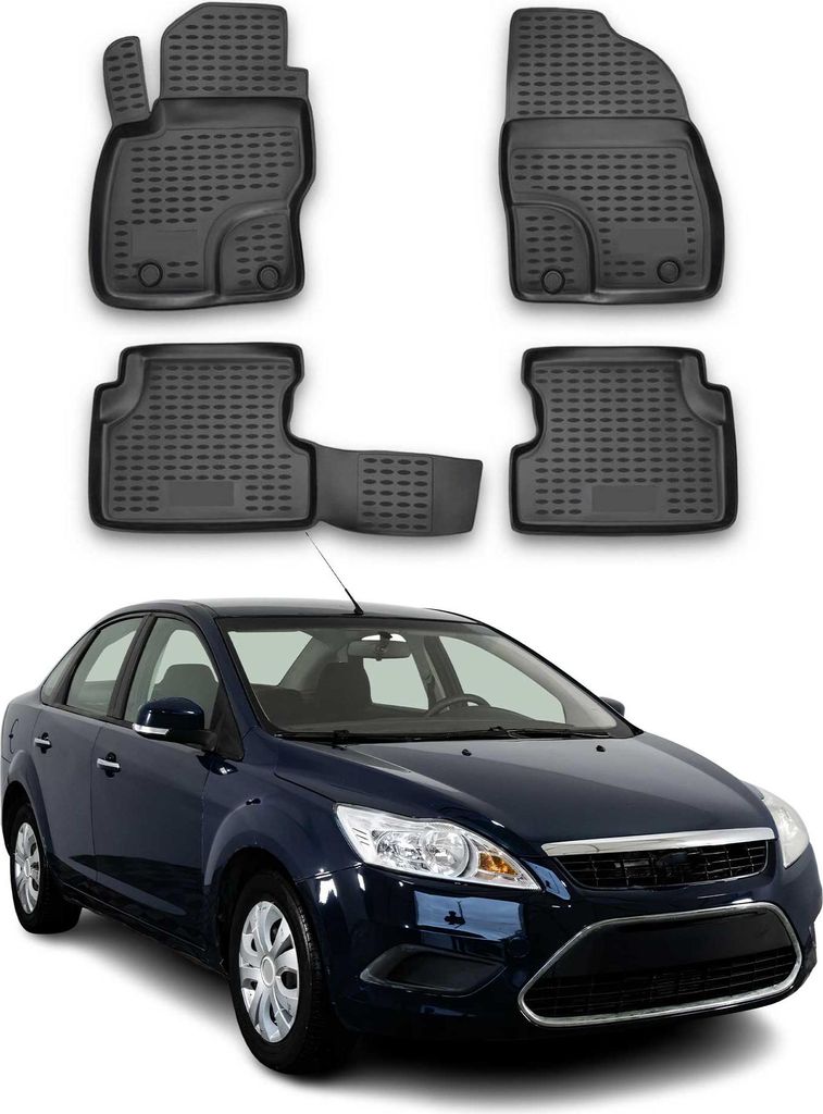 2004-2011 Ford Focus mk2 Fußmatten TPE Schwarz 4 tlg