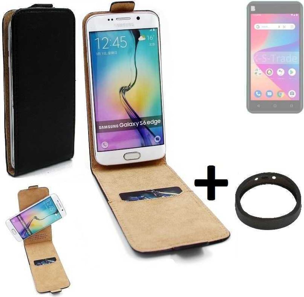 K-S-Trade TOP SET Handyhülle kompatibel mit BLU Studio X10L 2022 360° Flipstyle Schutzhülle Smartphone Tasche schwarz + TPU Bumper, Case Hülle