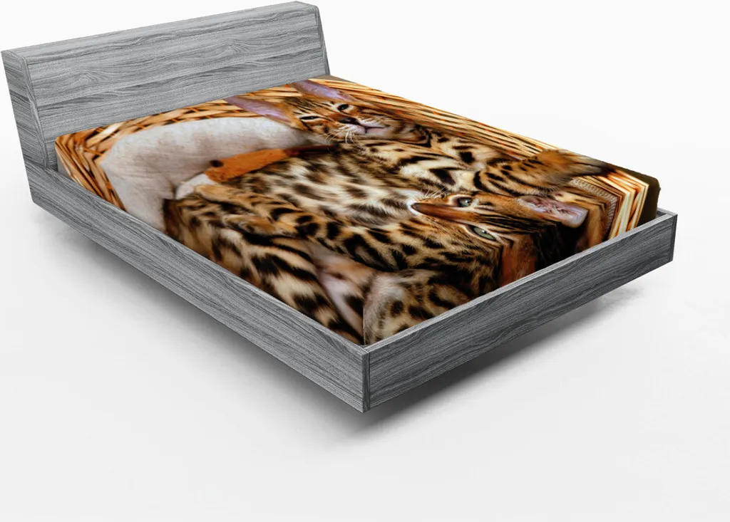Drap-housse ABAKUHAUS Chatons 180x200 cm en Microfibre Beige Clair