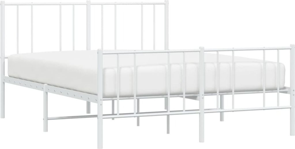 "Winterschlussverkauf "Bettgestell - CLORIS - Doppelbett - Robust und langlebig - mit Kopf- und Fußteil Metall Weiß 140x190 cm - Einfache Montage...