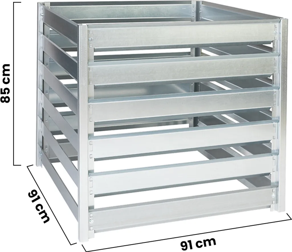 Module de compostage robuste 704L Timbela M800A - Acier gris 91x91 cm