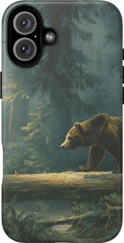 Braunbär auf umgestürztem Baumstamm – Hülle Kompatibel mit iPhone 16 Plus