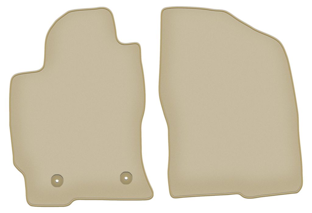 Velours-Fußmatten Vorne PREMIUM beige passend für Toyota Prius II (2003-2010, Schrägheck) – mit Befestigungen – passgenau