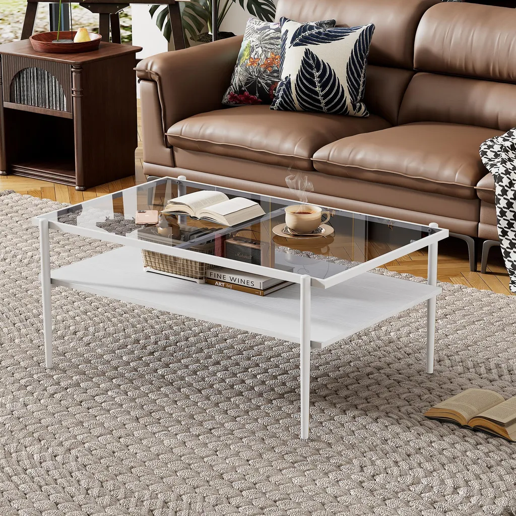 Table basse rectangulaire en verre robuste et facile à entretenir