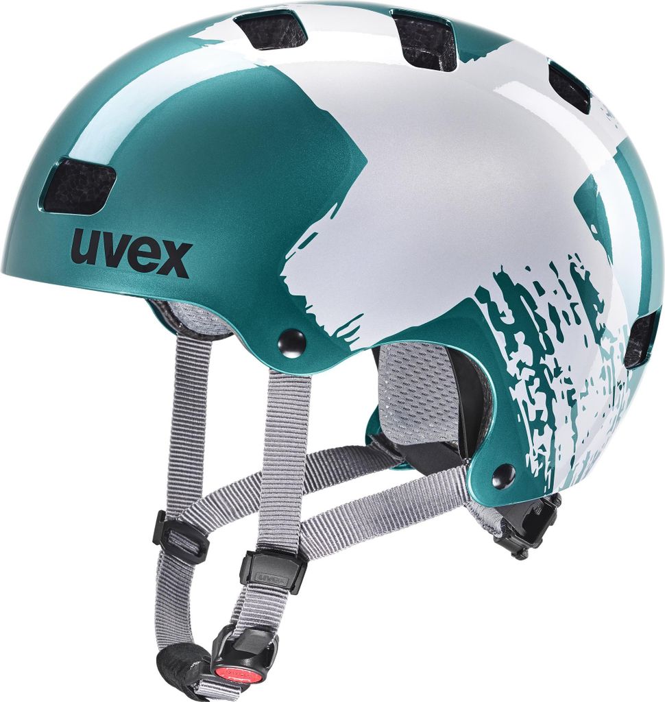 uvex Kid 3 - robuster Fahrradhelm für Kinder - individuelle Größenanpassung - waschbare Innenausstattung - Teal-Silver - 55-58 cm